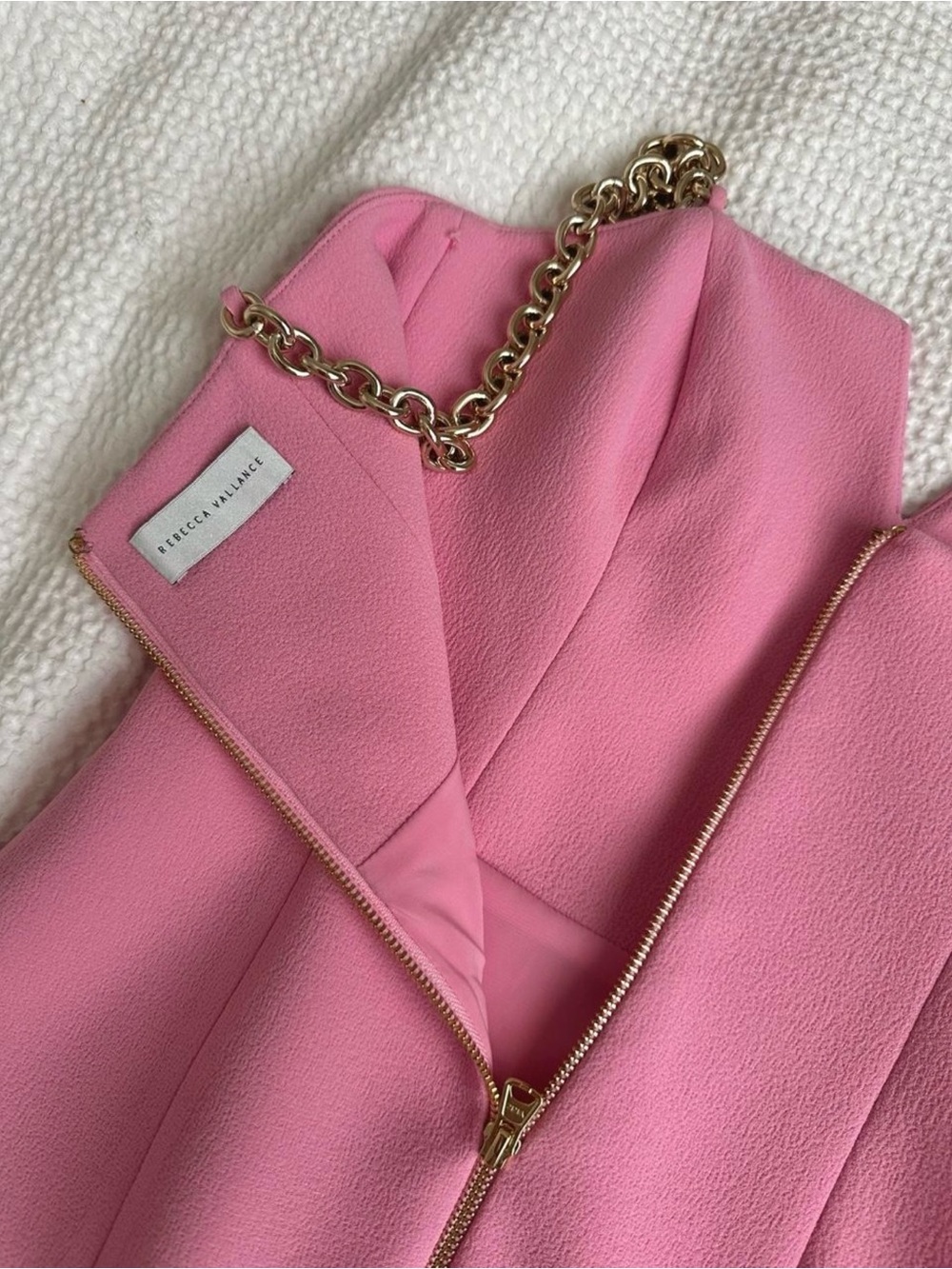 Rebecca Vallance Pink Dress w/ Gold Chain Straps